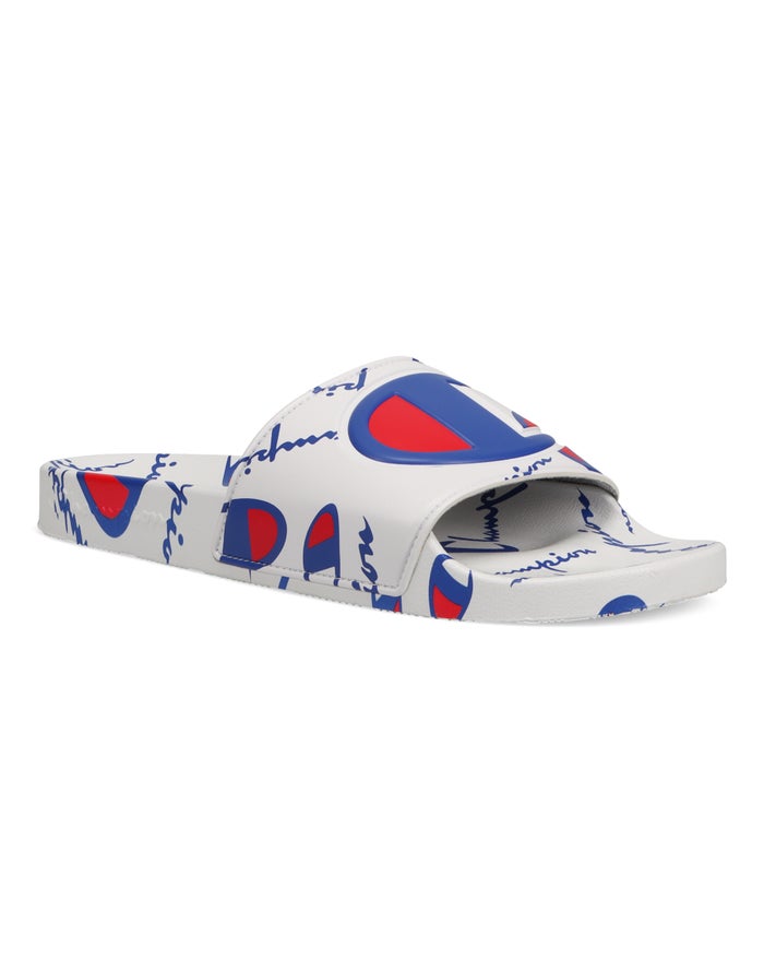 Champion Mens Slides NZ - Ipo White/Blue ( 1834-ACRMX )